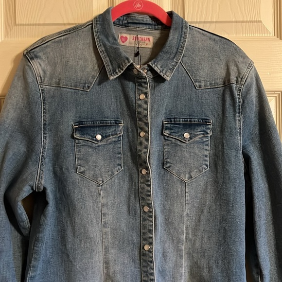 Southern Fried Chics Denim Shirt Dress - Picture 2 of 6